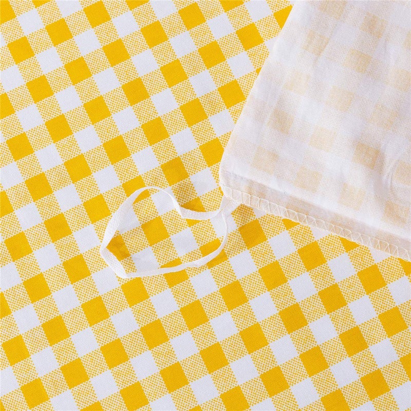 FADFAY Yellow Plaid Duvet Cover Set Queen 100% Cotton Ultra Soft Grid Bedding Reversible Gingham Geometric Checker Bedding Set with Zipper Closure 3Pcs, 1Duvet Cover + 2Pillowcases, Queen Size - Image 4